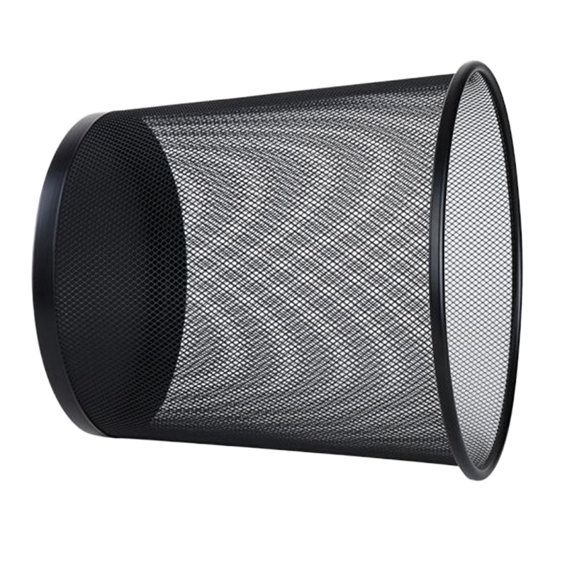 得力(deli)φ26.6cm中号金属网状圆纸篓 办公家用 黑色9190