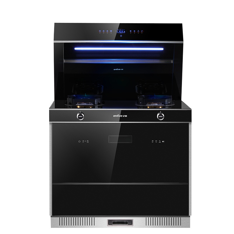 亿田(entive)S7侧吸下排抽油烟机燃气灶洗碗机套装家用一体灶 液化气 集成灶