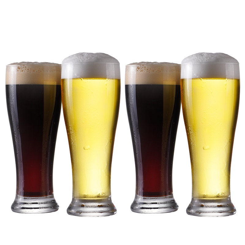 青苹果无铅加厚透明玻璃高身啤酒杯小麦杯德国啤酒杯冷饮果汁冰饮杯415ML4只