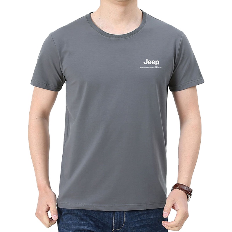 正品JEEP吉普男装夏季新款韩风透气圆领印花运动休闲短袖t恤衫潮