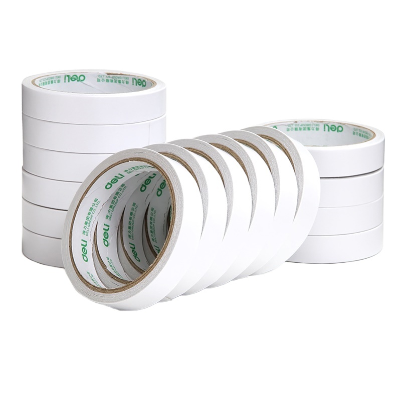 得力30402双面胶1.8cm宽双面胶带两面粘贴胶纸双面胶8卷/组 单组装