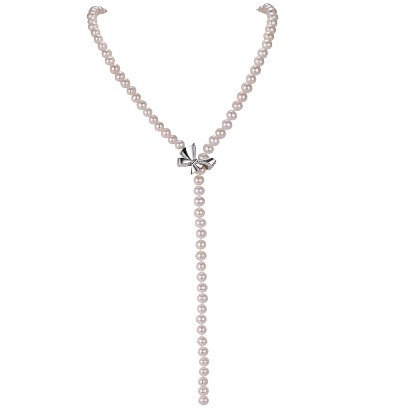 佰色传情强光天然淡水珍珠毛衣链项链首饰法式优雅时尚气质长款