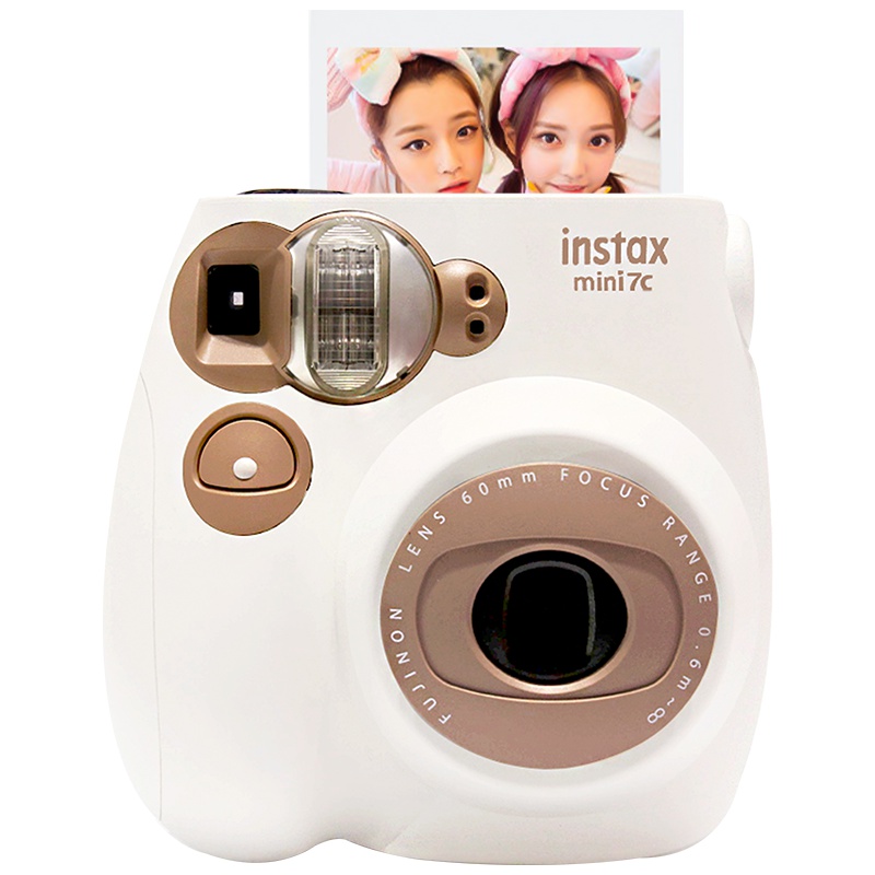 富士（FUJIFILM）INSTAX拍立得 胶片相机 一次成像富士小尺寸 mini7C 奶咖 棕色套装 含10张花边相纸