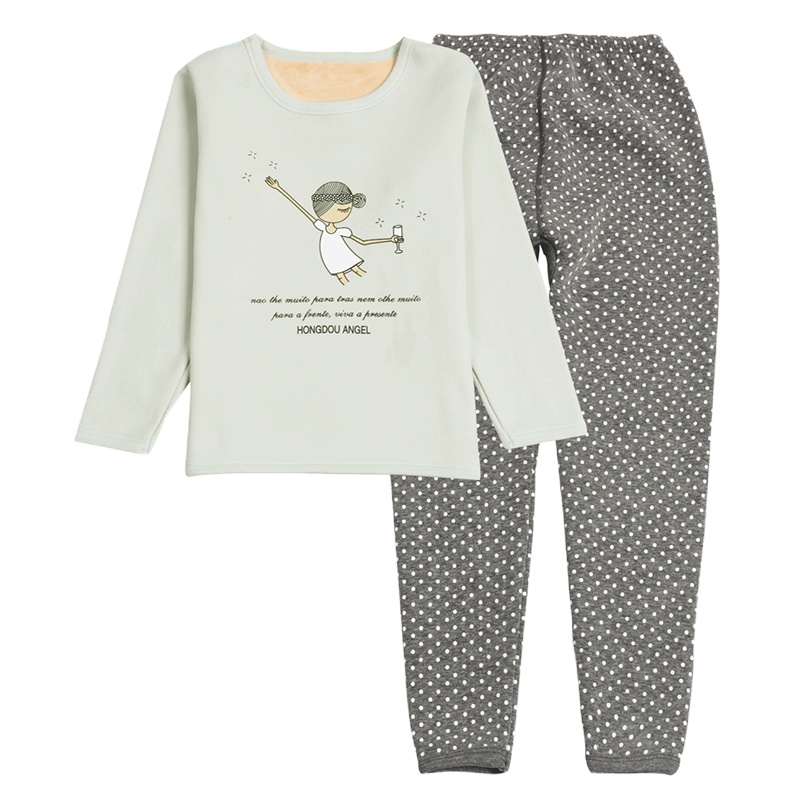 [加绒加厚]红豆儿童加绒加厚套装女童秋冬保暖内衣秋衣秋裤厚