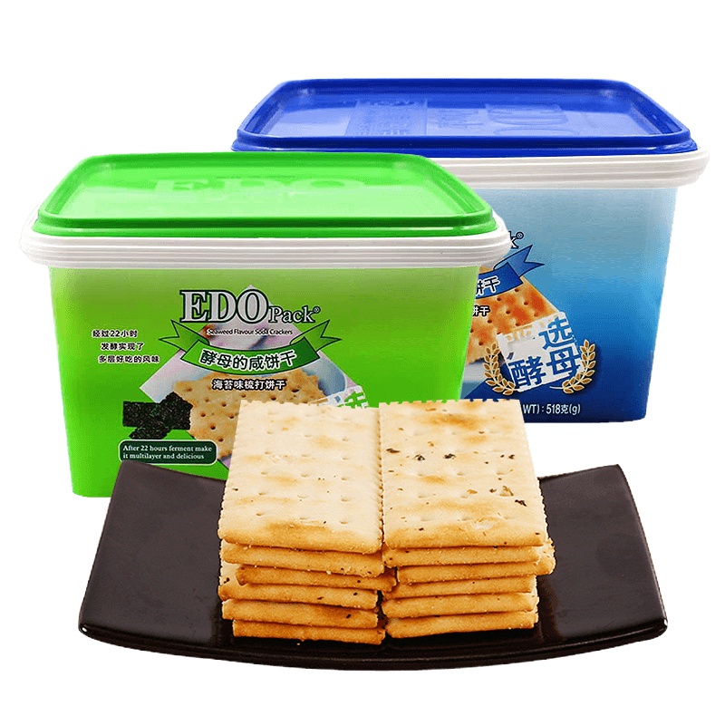 EDO Pack 海苔味苏打饼干盒装518g 咸味酵母梳打养胃孕妇零食休闲食品