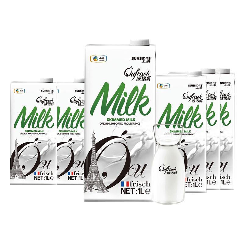 [中粮海外直采]上质 Öufrisch欧诺鲜脱脂牛奶1L*12(法国原装进口)