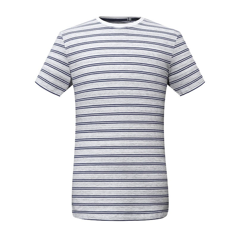 花花公子男士短袖T恤横条纹棉质潮流时尚圆领新款夏装T恤