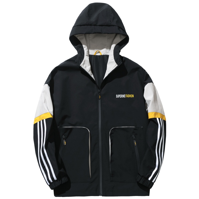 千纸鹤男士风衣秋季新款潮流休闲帅气宽松连帽外套男38019