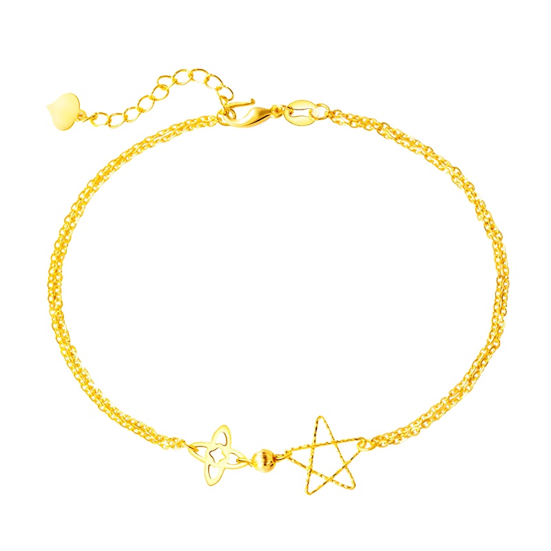 ZHAO LIANG 兆亮珠宝 许愿星系列黄金手链999足金细手链女士送礼星星精品