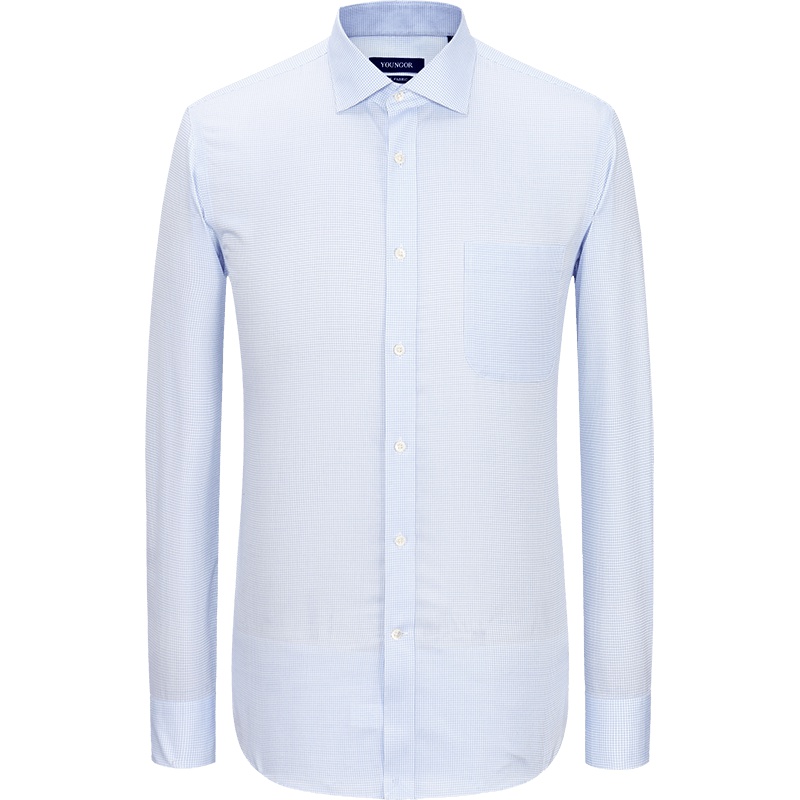 雅戈尔春秋季男士长袖免烫衬衫官方商务休闲纯棉工装格子衬衣8785