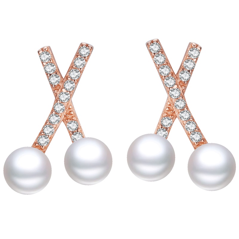 佰色传情高级感耳钉淡水珍珠气质925纯银耳饰耳钉小巧新潮耳环