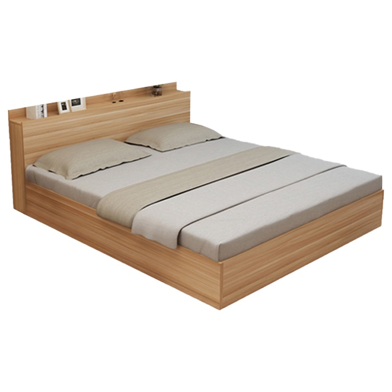 创世人 现代简约板式床1.5米双人床 高箱储物床