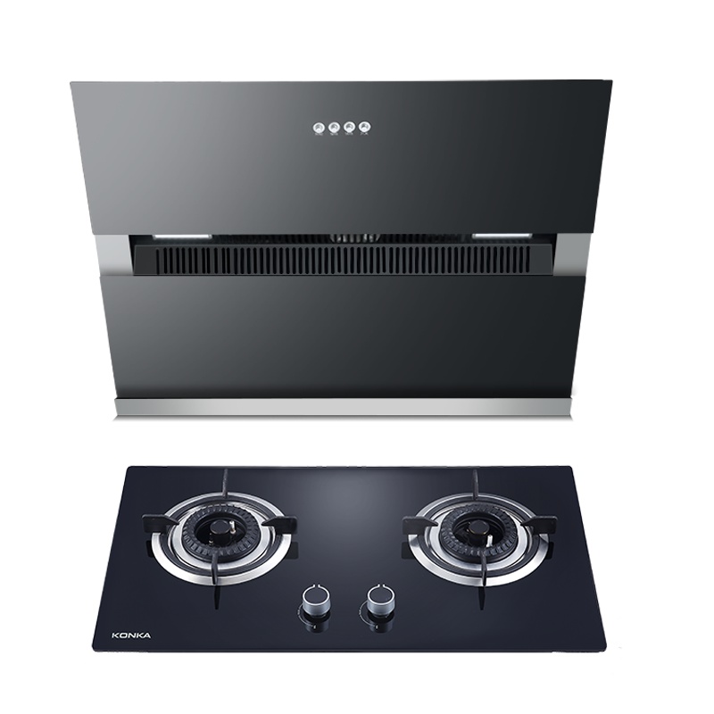 康佳(KONKA)侧吸式抽油烟机燃气灶具烟灶套餐套装吸油烟机两件套KH01+KDD01天然气一级能效大吸力