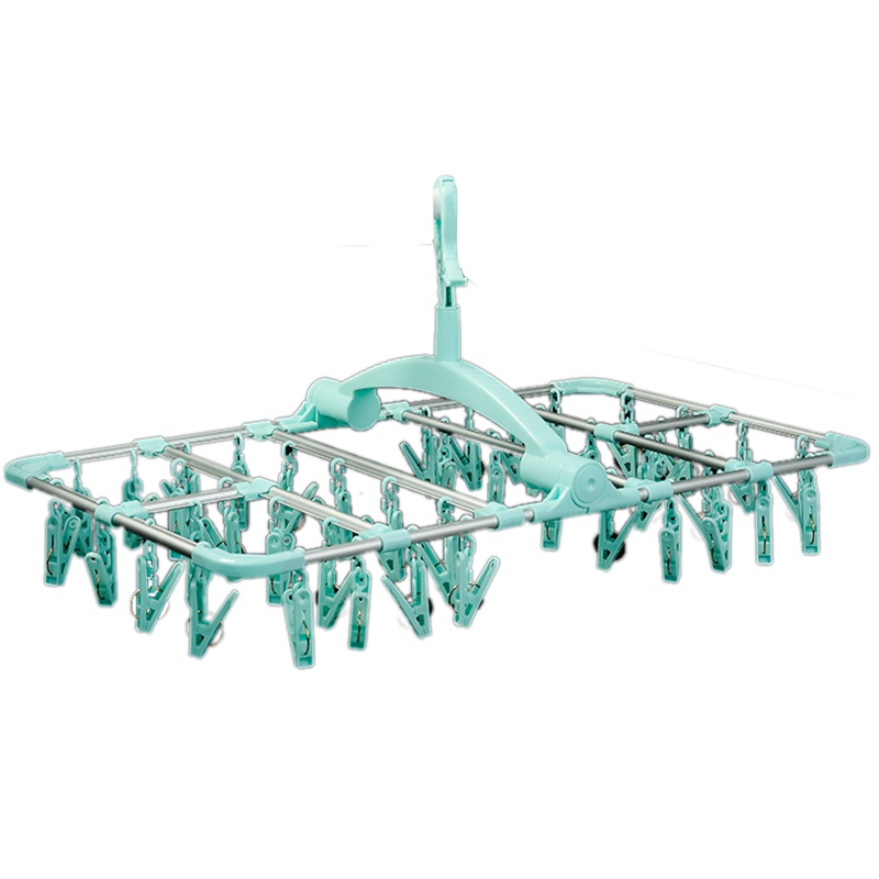 宝优妮晾衣夹圆盘婴儿晾衣架家用宝宝晾袜子架防风多夹子儿童衣架[42个小夹子]