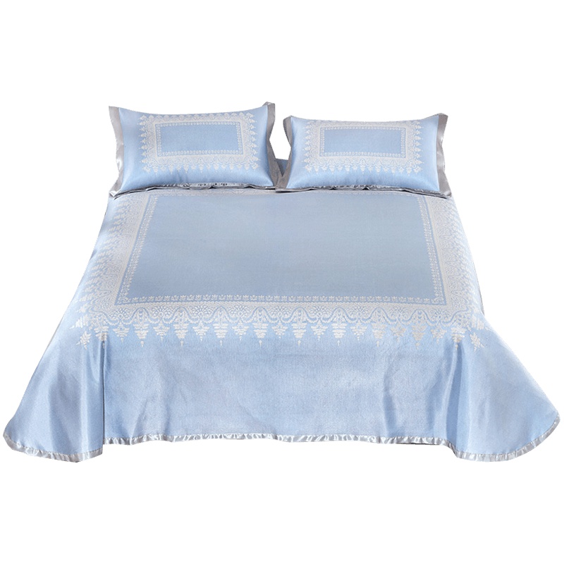 LOVO家纺可水洗床单款软席 600D高密提花 时尚花纹图案 蕾丝花型 席子凉席套件冰丝席凉席/凉枕时光织语三件套