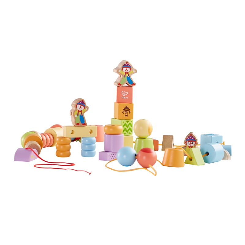 Hape&金宝贝 艺智串珠套3-6岁大颗粒串串珠玩具木质穿绳手工DIY儿童穿珠子早教益智玩具