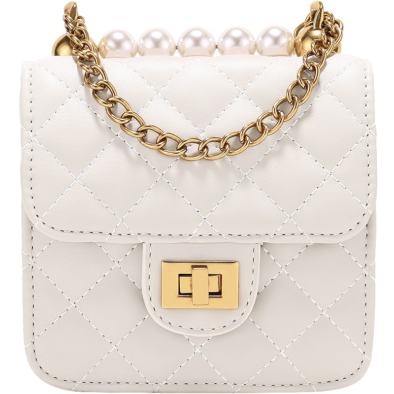 迷你小包包女2019夏天新款潮菱格链条百搭珍珠包小香风单肩斜挎包