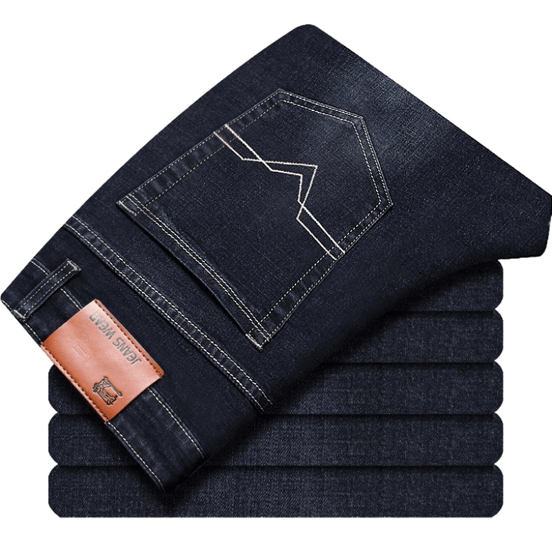 吉普战车2021年秋季新款男士牛仔裤直筒青中年商务弹力牛仔裤男士中高腰男装大码男士休闲裤男裤宽松长裤-1