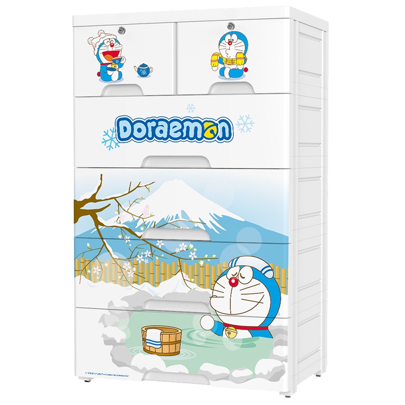 单爱 哆啦A梦抽屉式收纳柜塑料宝宝衣柜婴儿童玩具多层组合储物箱