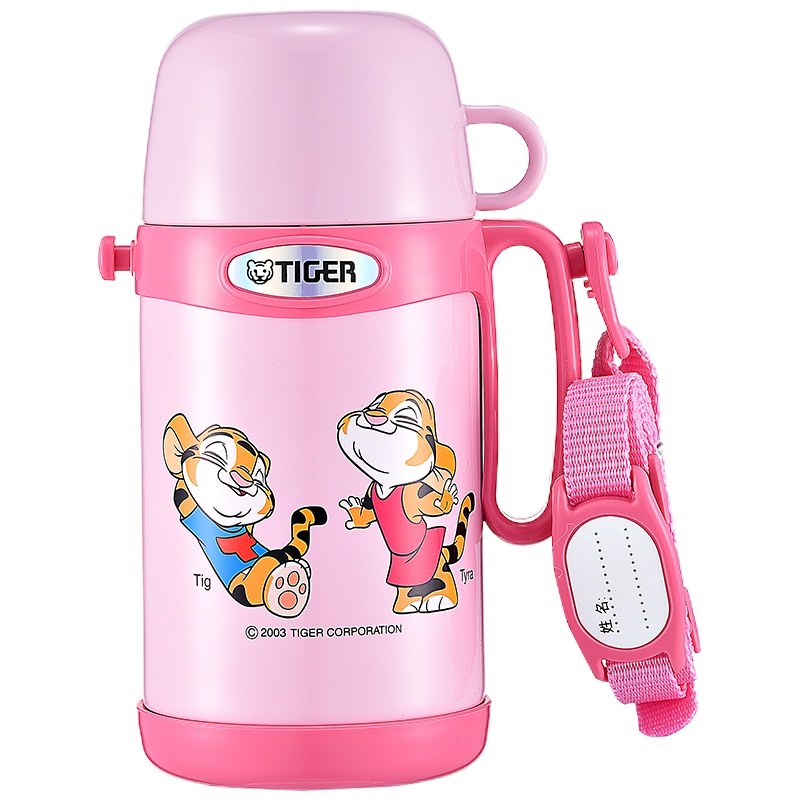 虎牌(tiger) 双层真空保温杯304不锈钢保温杯便携可爱卡通学生水杯多色款粉色杯 MCG-A05C-PT500ml