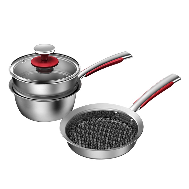 康巴赫(KBH)锅具 辅食锅套装 316L不锈钢 蜂窝纹理
