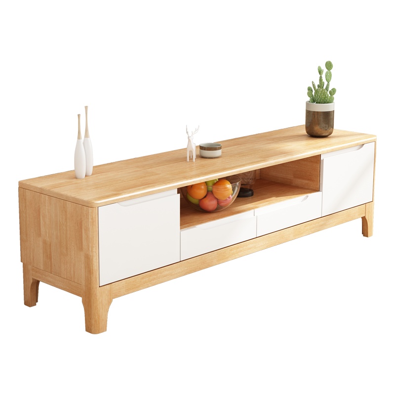 一米色彩 北欧全实木电视柜茶几组合现代简约宜家小户型地柜影视柜电视机柜子 客厅家具