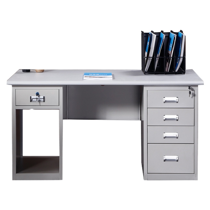 鑫虎威 办公家具1.4米四斗一空办公桌加厚钢制铁皮电脑桌财务桌子带锁带抽屉写字桌