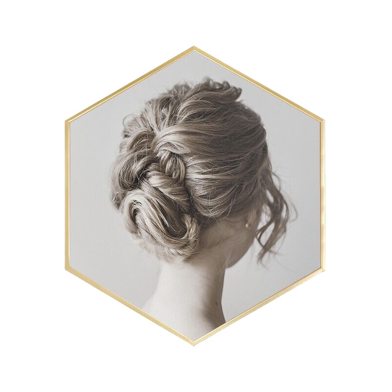 墨斗鱼 北欧六边形卧室装饰画美女羽毛服装店 ins风客厅挂画床头画