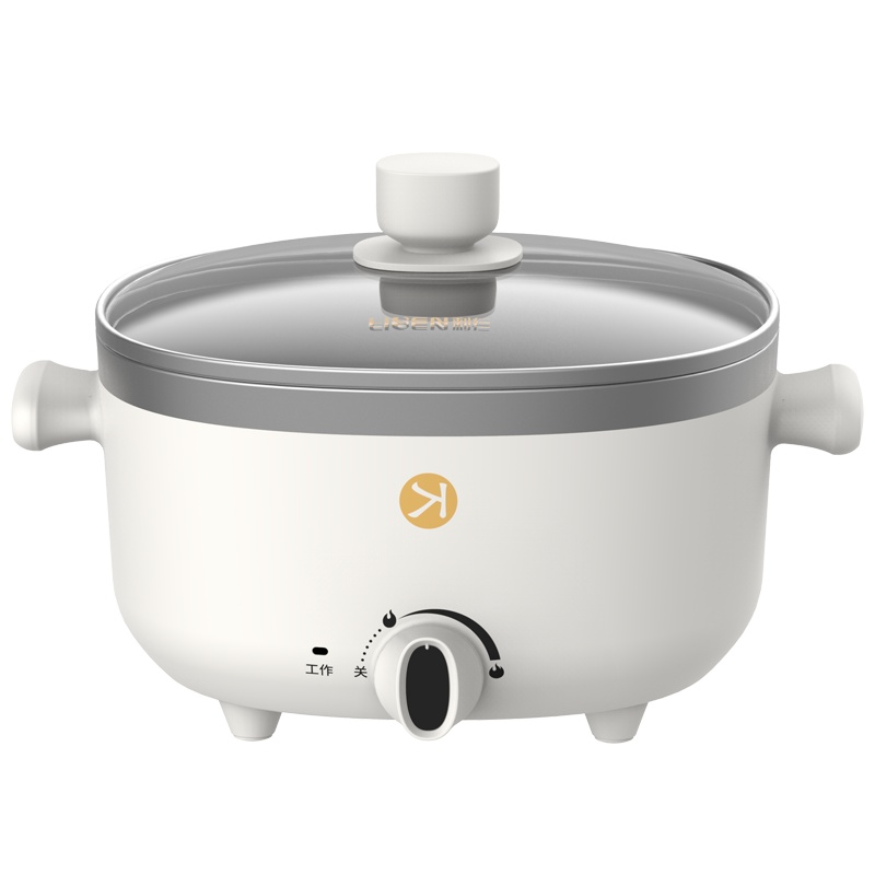 利仁(Liven)电火锅家用多功能3L小电火锅电热锅不粘涂层涮煮炖煎烤焖1200W火力可调电煮锅电炒锅C-1