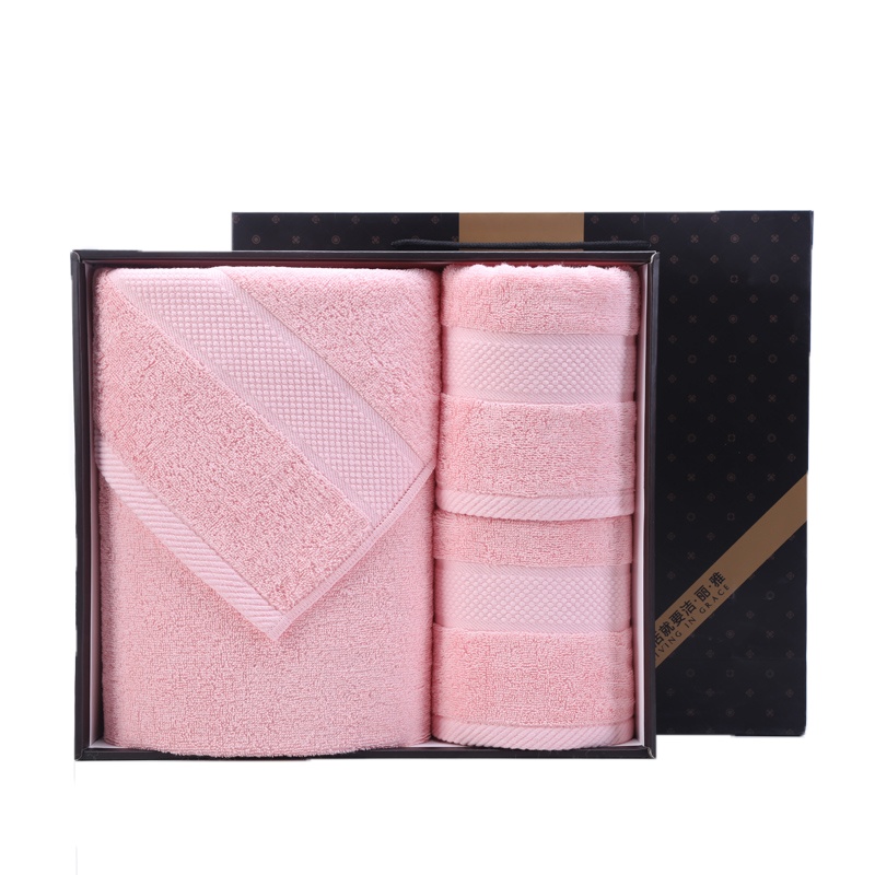 洁丽雅长绒棉柔软舒适吸水毛巾浴巾三件套礼盒装