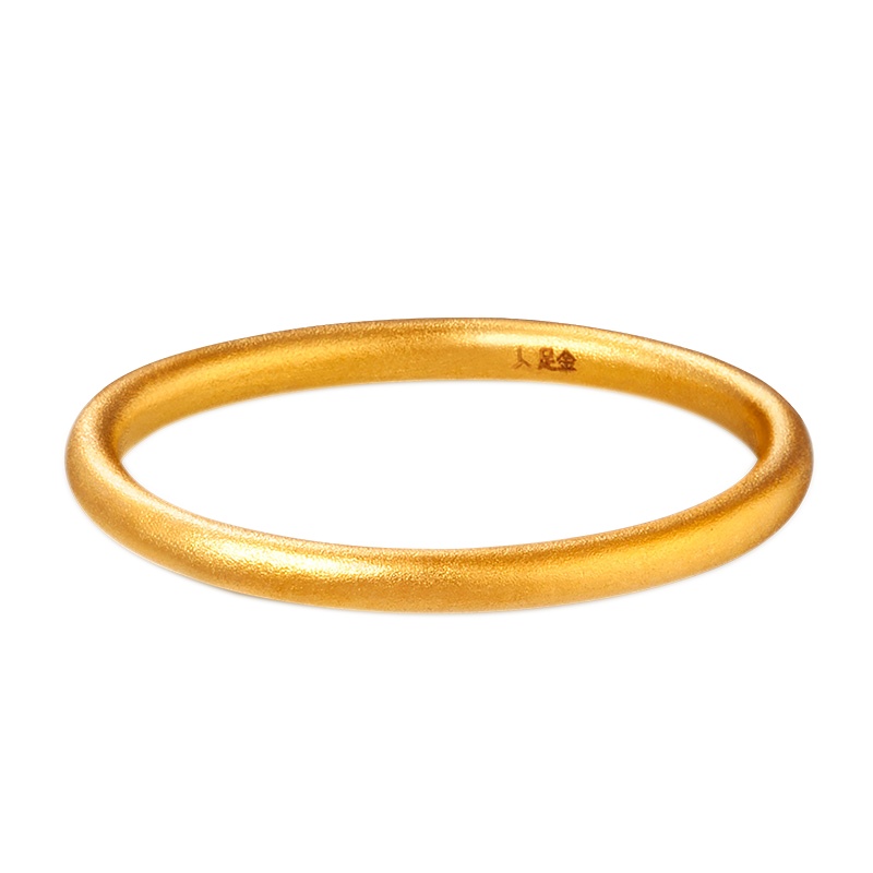 ZHAO LIANG 兆亮珠宝 古法黄金戒指三生三世足金999磨砂情侣素戒细款小指环