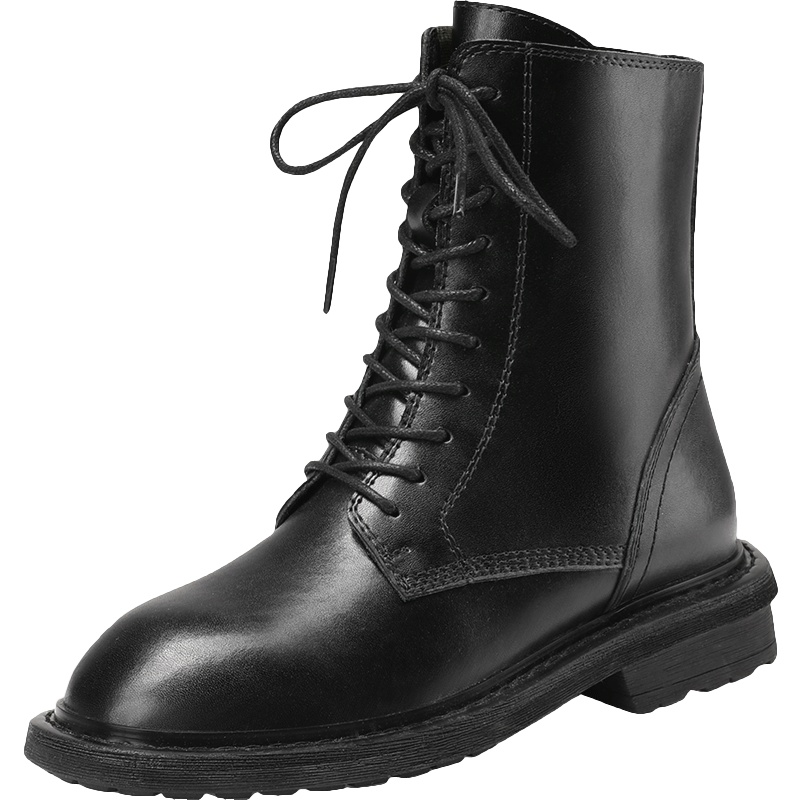 公猴马丁靴女英伦风中筒秋冬单靴真皮2020秋季新款短靴厚底瘦瘦靴