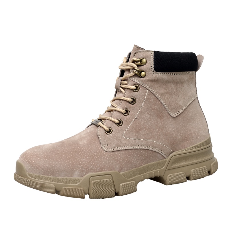 策乐(cele)男靴子冬季加厚加绒男鞋真皮短筒头层猪皮马丁靴男高帮棉鞋HY-18988