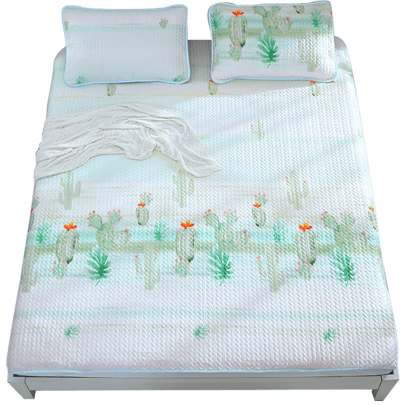 LOVO乐蜗家纺席子床品莱赛尔绗缝软席三件套可折叠冰丝席夏凉席空