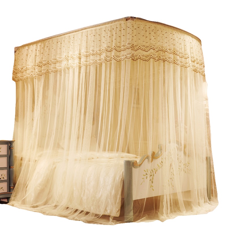 南极人(NanJiren)家纺 欧式蚊帐宫廷公主豪华三开门伸缩蚊帐双层帘2.0m钓鱼竿账纱