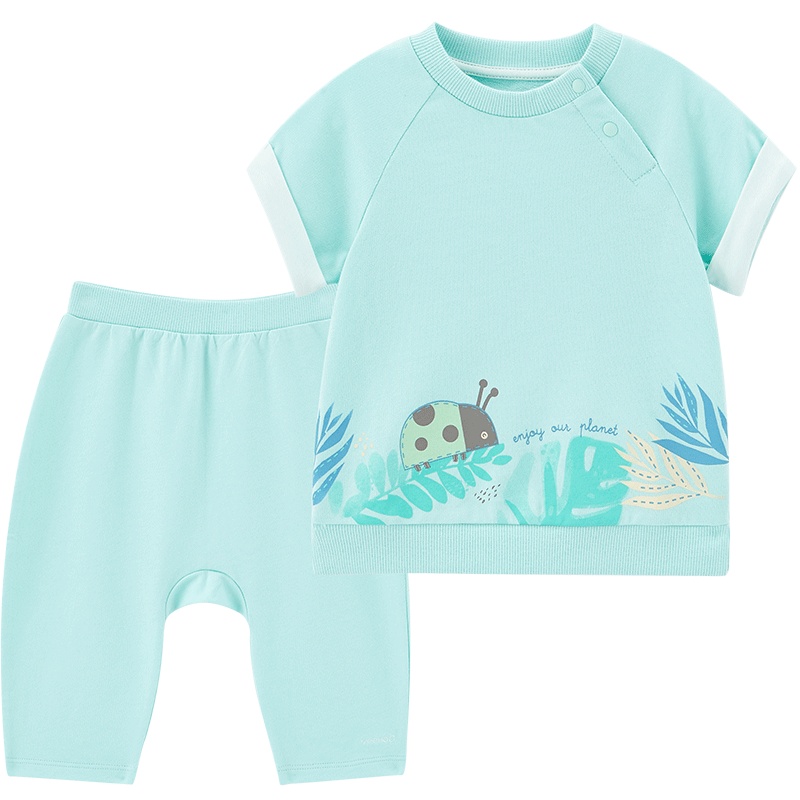 英氏儿童夏装套装宝宝婴儿短袖衣服套装洋气2020新款夏季薄款YRABJ20303A01