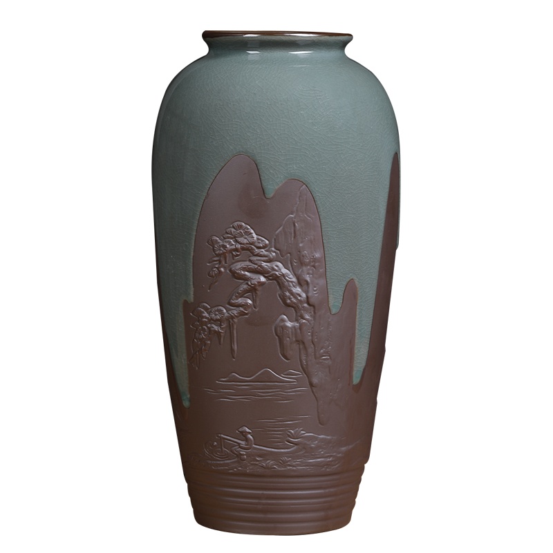 哥窑大花瓶现代创意家居客厅装饰花器摆件工艺品绿萝水培容器花插