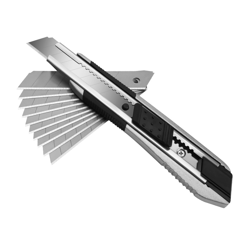 吉米家居 JM-G12002R 家用美工刀 锋利耐用壁纸刀 裁纸刀 铝合金日用安全刀具 送SK5材质刀片10片