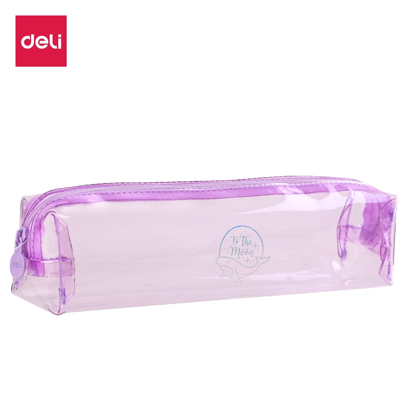 得力多功能笔袋66816ZI透明PVC笔袋 糖果色文具袋 铅笔袋 多功能收纳袋文具盒铅笔盒