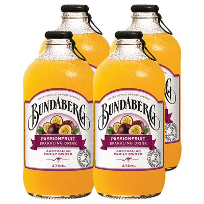 [发酵百香果汁]宾得宝(Bundaberg)百香果苏打水饮料 375ml*4瓶 汽水 澳大利亚进口