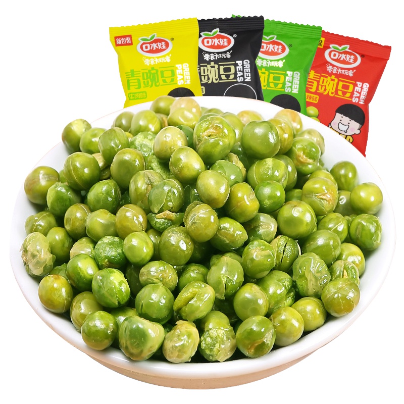 [任选两斤25.8元]口水娃青豆豌豆(混合口味)500g散装小包装青豌豆蒜香香辣休闲小零食小吃坚果食品