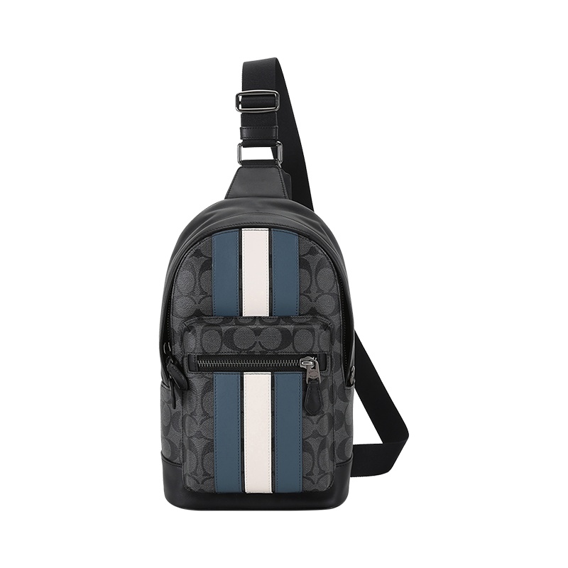 [品牌直供] COACH 蔻驰 男士涂层帆布配皮单肩斜挎包胸包2999