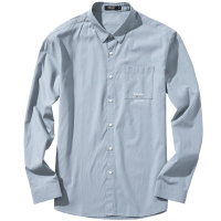 千纸鹤纯色衬衫2019春季时尚韩版青年男士商务休闲长袖10073