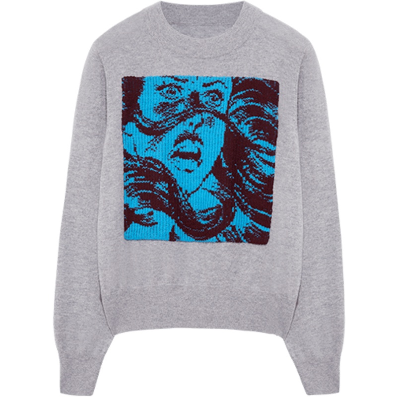 ERDOS 20休闲漫画图案圆领女羊绒衫保暖舒适针织衫