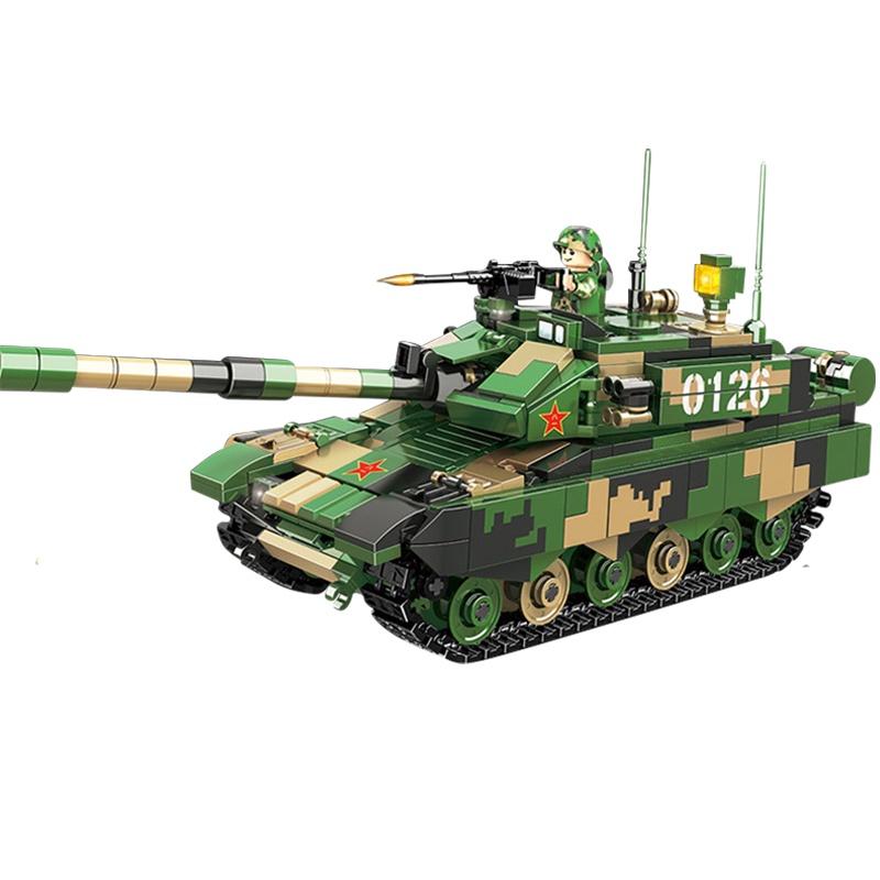 坦克积木履带式二战轻型拼装益智九岁十岁玩具男孩生日礼物导弹车(99A主战坦克)
