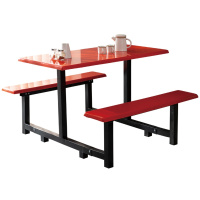 苏彩学校食堂快餐桌椅组合员工食堂餐桌椅玻璃钢长条凳款餐桌椅服务区连体餐桌椅组合