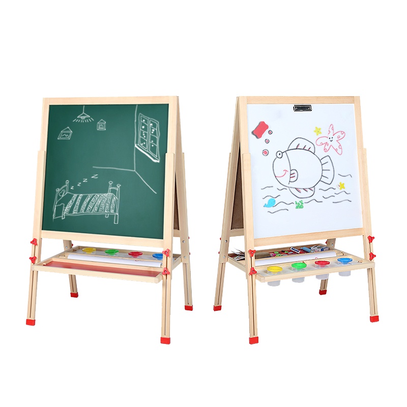 儿童画板双面磁性可升降小黑板支架式家用宝宝画画涂鸦智扣写字板画架3-12岁 E款[迷你]