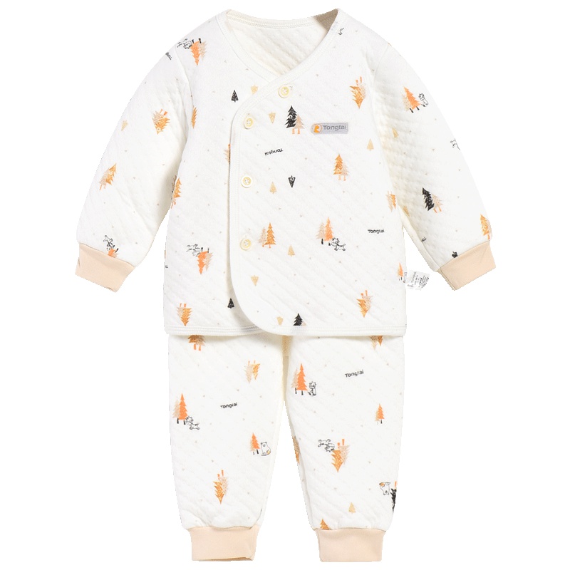 童泰TONGTAI秋季冬季婴儿保暖内衣套装1-12个月宝宝加厚偏开套装儿童通用73cm