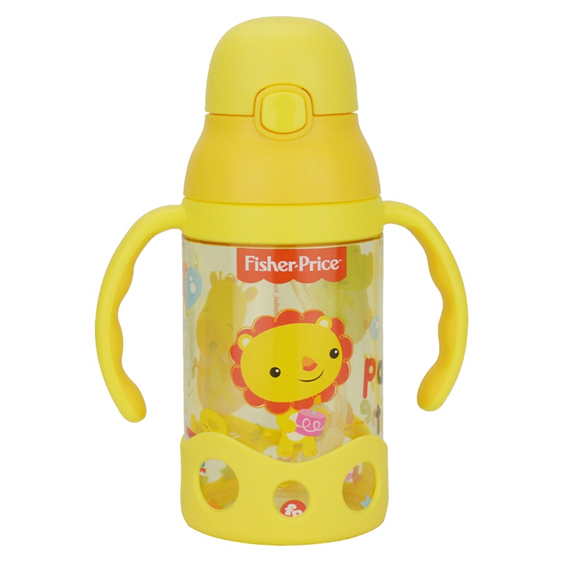 Fisher Price 费雪婴幼儿童吸管杯宝宝训练喝水杯弹跳吸管学饮杯带双手柄防漏 400ml FP-8620C 黄
