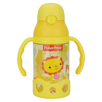 Fisher Price 费雪婴幼儿童吸管杯宝宝训练喝水杯弹跳吸管学饮杯带双手柄防漏 400ml FP-8620C 黄